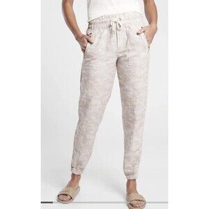 ATHLETA  Linen Jogger Pants  Cabo Tide Neutral Camo  Size 4 Small